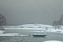 Snow on the Loire - Oil on canvas - beautiful french winter landscape