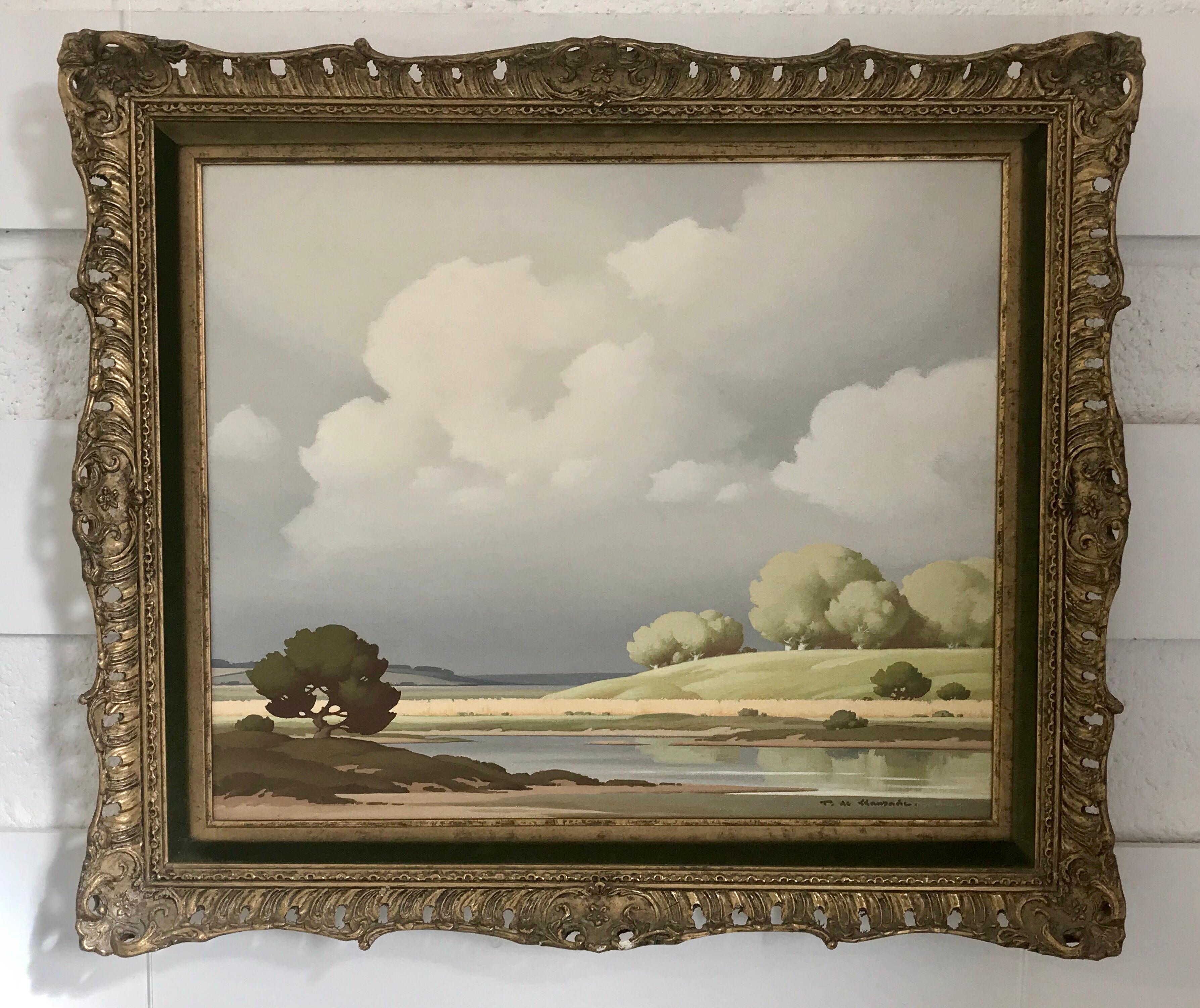 Vue sur la Loire France 20th Century Painting by French River Landscape Artist 7