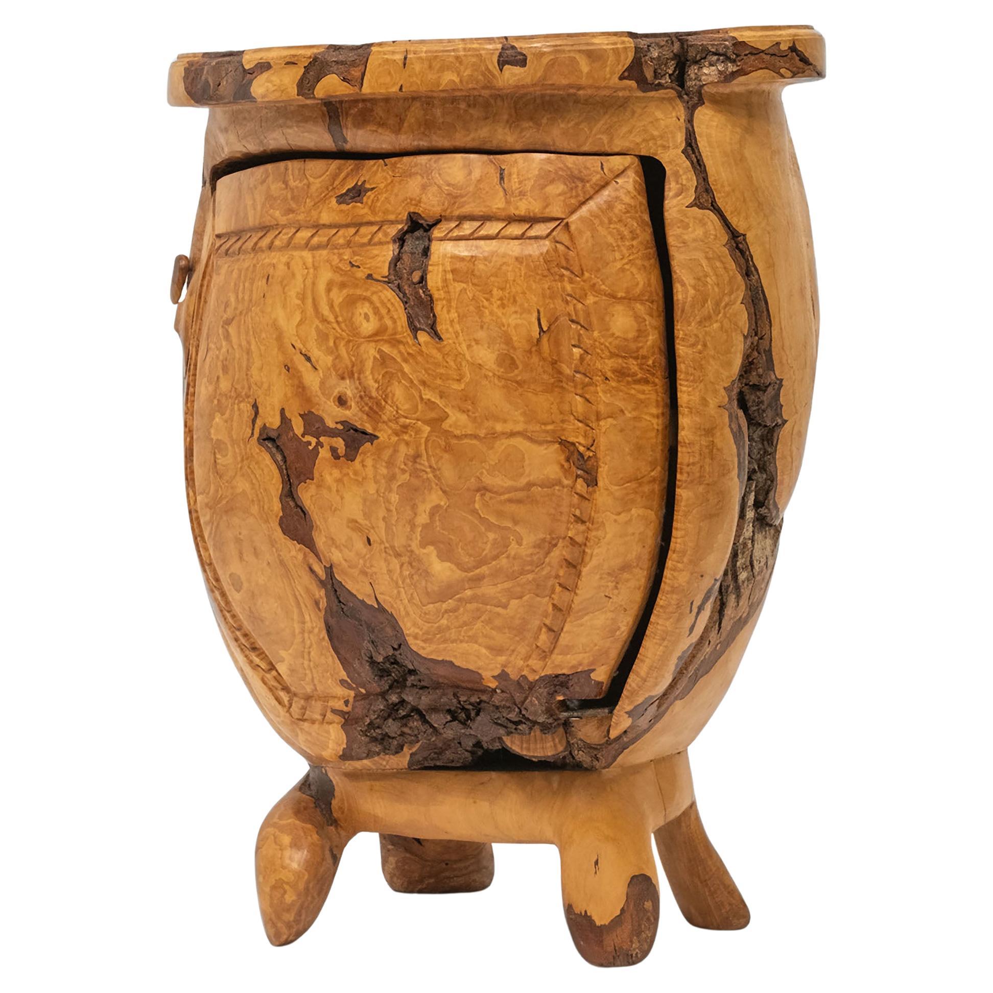 Pierre Decorse Organic Sculptural Burl Olive Wood Side Cabinet Eclecticism 2003 For Sale