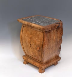 Pierre Decorse Organic Sculptural Olive & Marble Modernist Side Cabinet