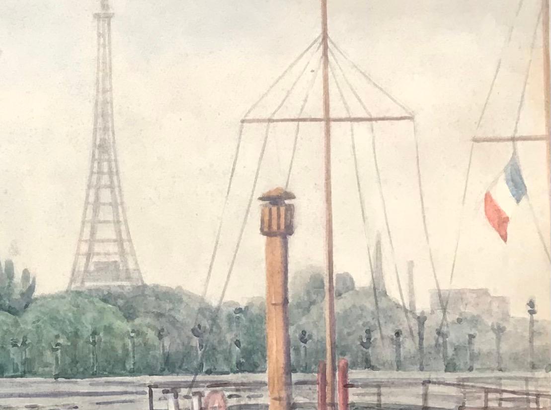 Alexander III Bridge, Paris by Pierre Desaules - Watercolor on paper 30x45 cm For Sale 1