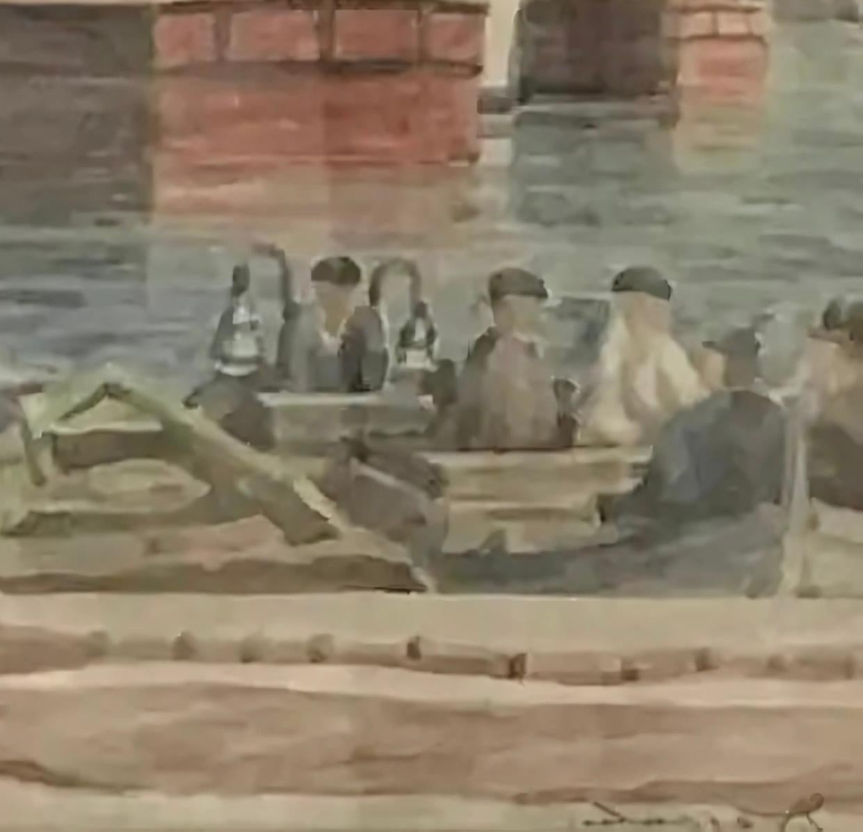 Port de Mallorca, Palma von Pierre Desaules - Gouache auf Papier 29x44 cm im Angebot 7