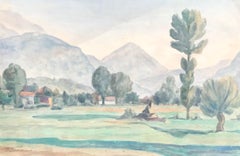 Rhône Valley by Pierre Desaules - Gouache on paper 27x43 cm