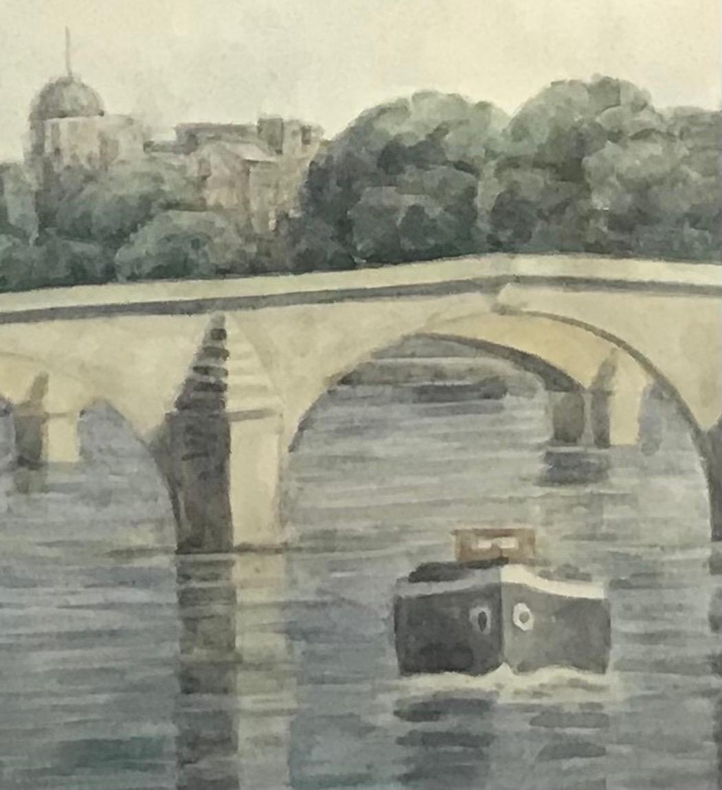 Royal bridge, Paris by Pierre Desaules - Watercolor on paper 29x44 cm For Sale 2