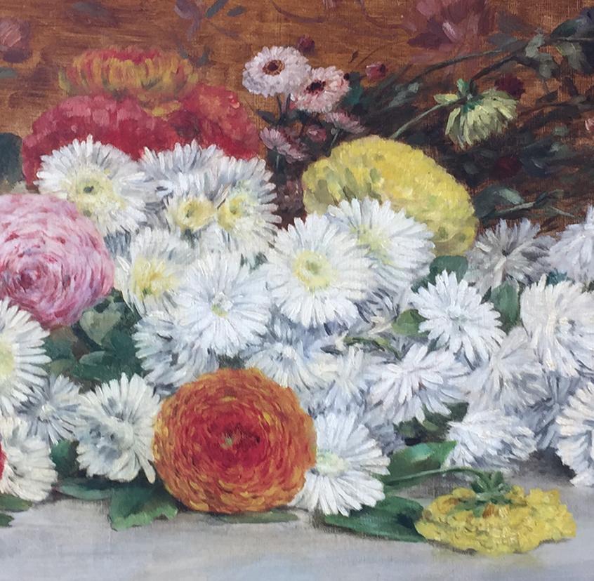 Le bouquet fraîchement cueilli - Gris Still-Life Painting par Pierre Désiré Eugène FrancLamy