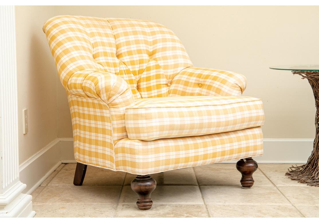French Provincial Pierre Deux Country French Upholstered Lounge Chair With Matching Ottoman