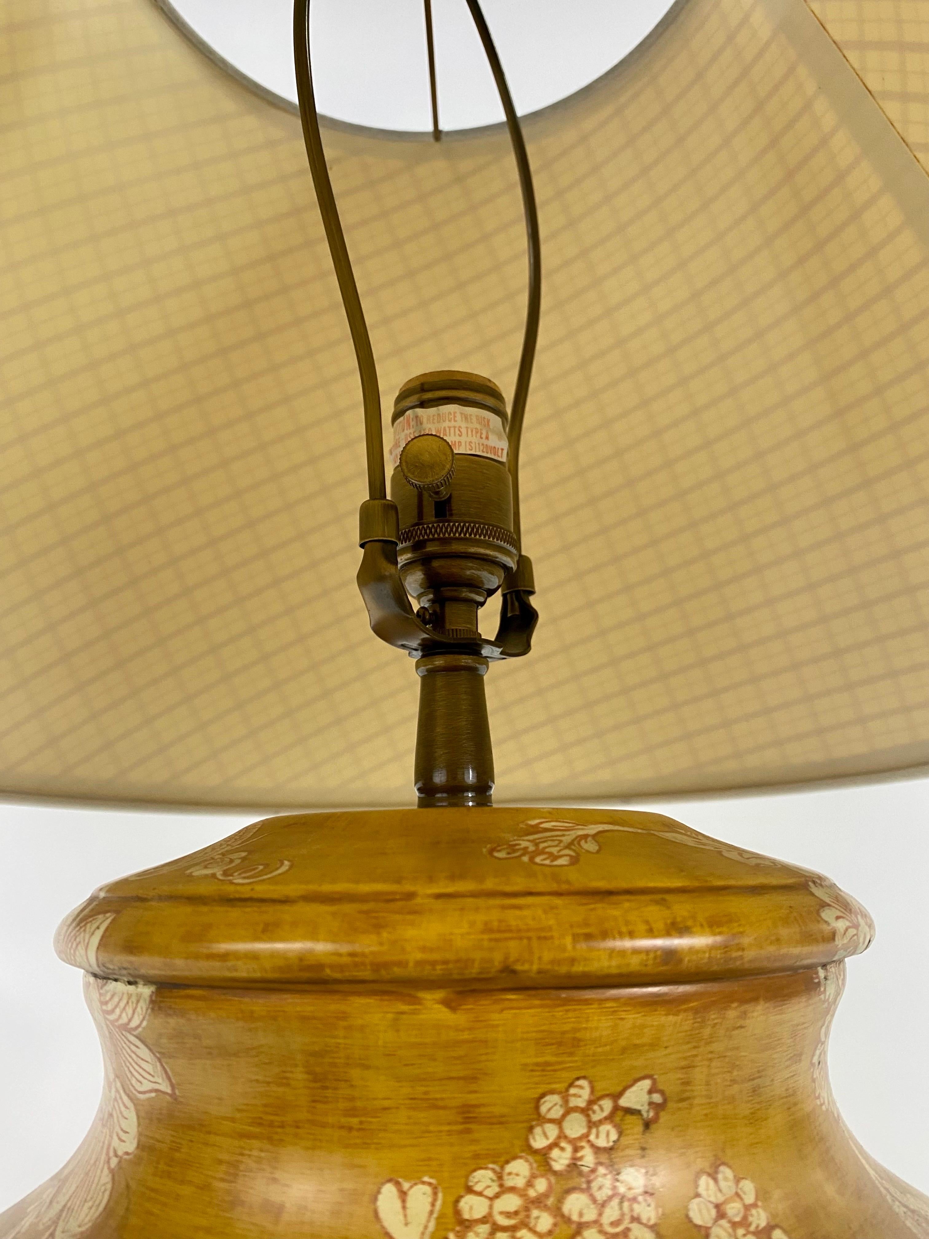 Pierre Deux French Country Ceramic Yellow Table Lamp with Custom Shade 4
