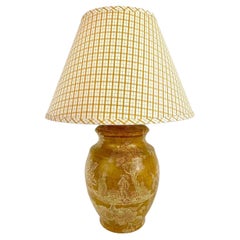 Pierre Deux French Country Ceramic Yellow Table Lamp with Custom Shade