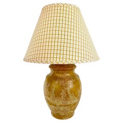 Pierre Deux French Country Ceramic Yellow Table Lamp with Custom Shade 