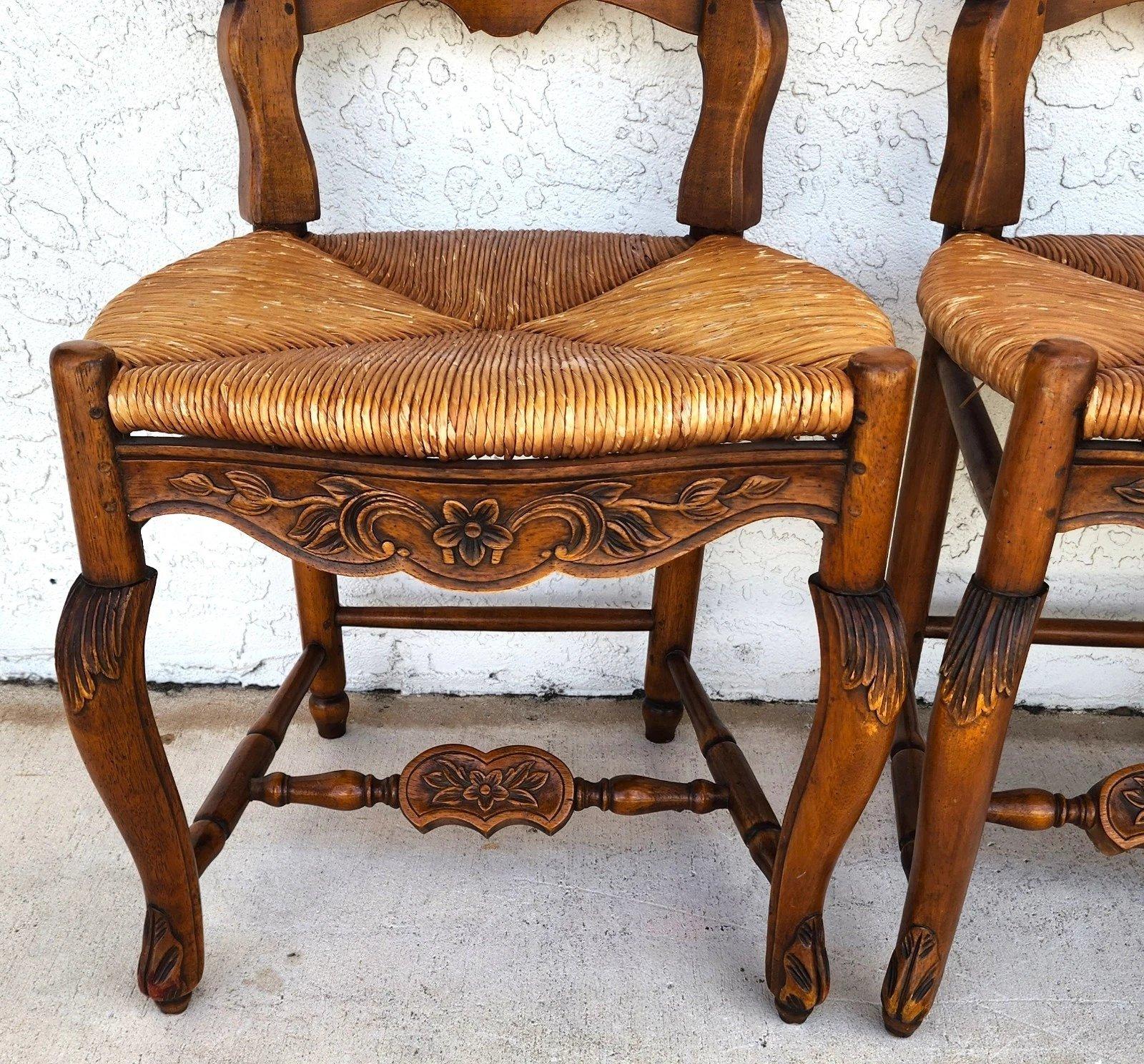 Pierre Deux Juego de 4 sillas de comedor de estilo rústico francés en Bueno estado para la venta en Lake Worth, FL