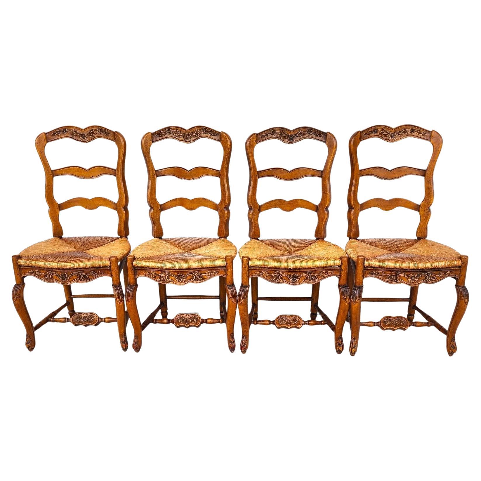 Pierre Deux Juego de 4 sillas de comedor de estilo rústico francés