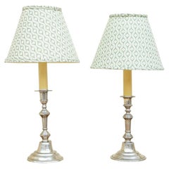 Pierre Deux Paar Zinn Leuchter mit Lampenschirmen