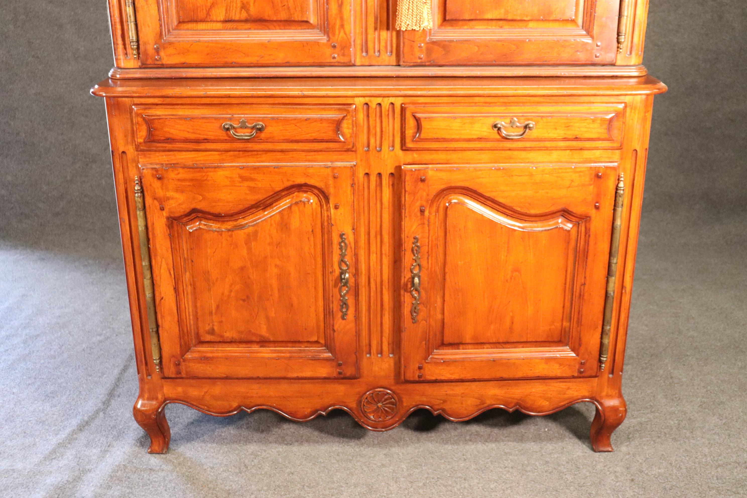 Contemporary Pierre Deux Style Solid Cherry Carved Entertainment Center Armoire Linen Press