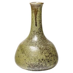Vintage Pierre Devie 20th century ceramic vase green color signed 1965 design
