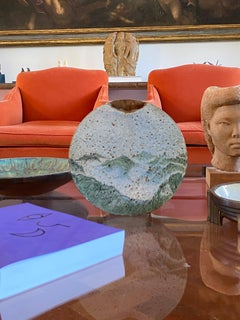 Pierre Devie, Mid-century modern green ceramic solifleur vase, France 1980