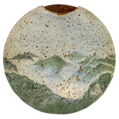 Pierre Devie, Mid-century modern green ceramic solifleur vase, France 1980