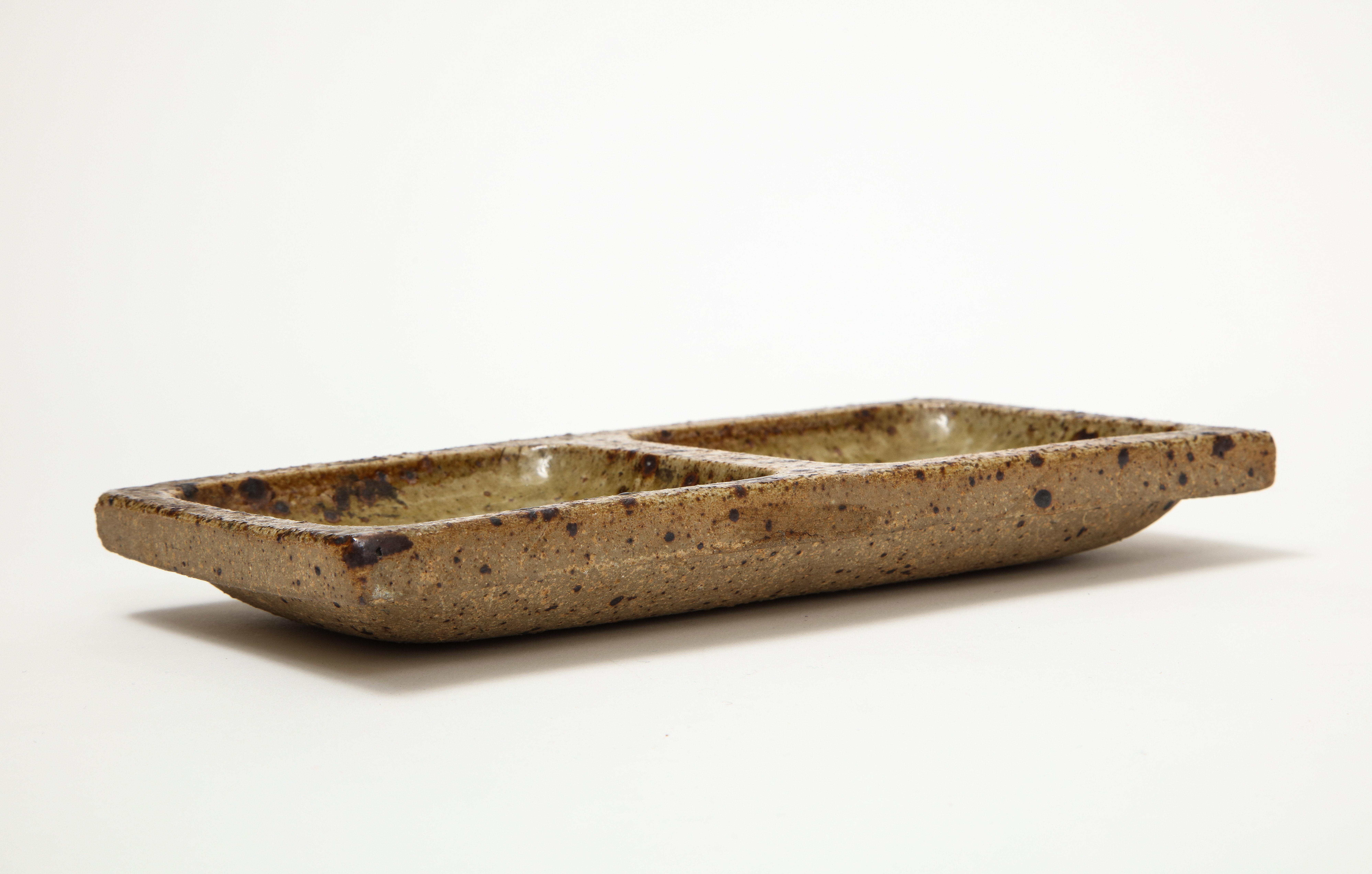 French Pierre Digan Ceramic Double Dish, France, 1970s