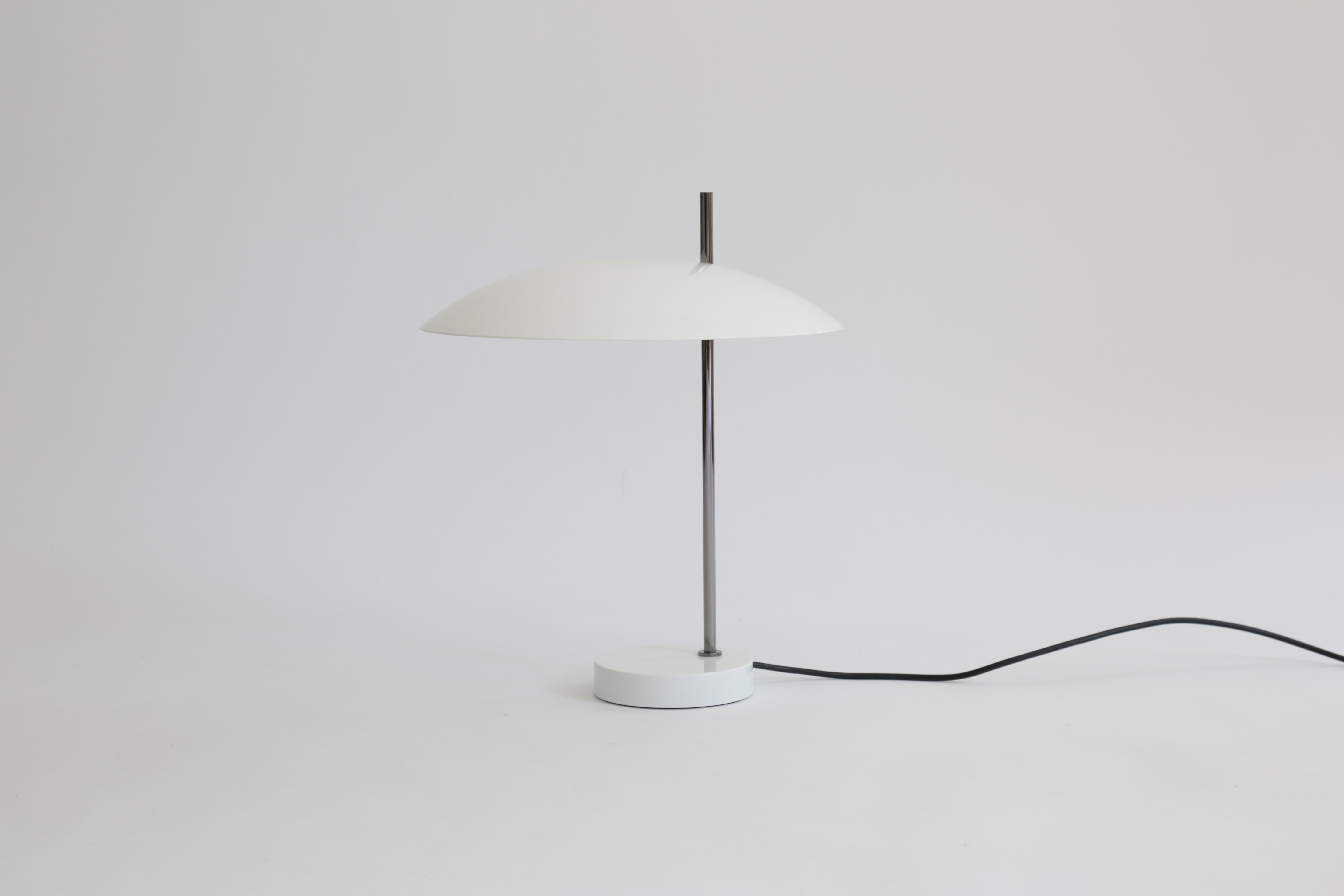 Mid-Century Modern Pierre Disderot Model #1013 Table Lamp in White & Gunmetal for Disderot, France For Sale