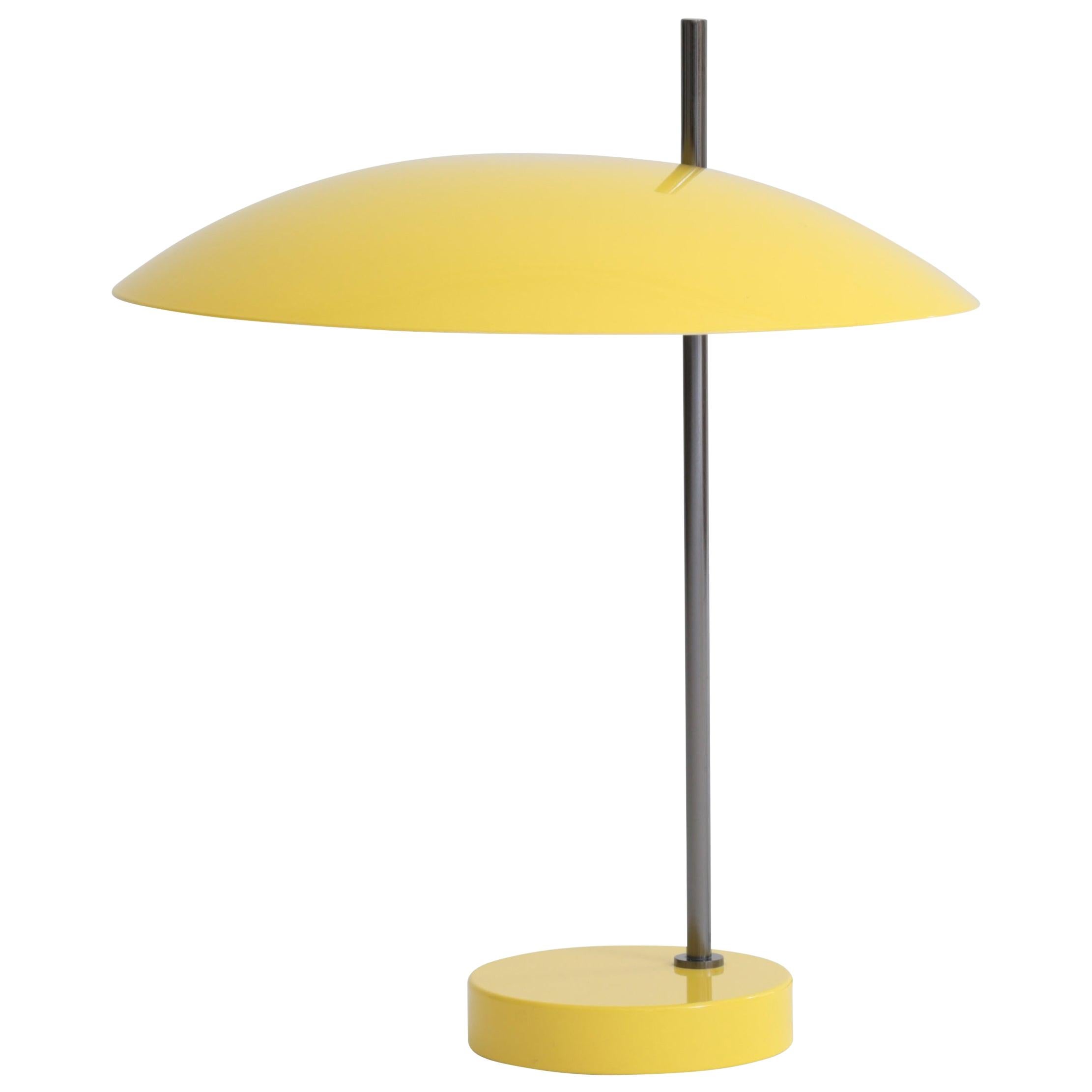 Lampe de bureau Pierre Disderot modèle 1013 en jaune et bronze à canon pour Disderot, France