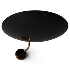 Pierre Disderot Model #2059 Large Perforated Wall Lamp in Black and Brass