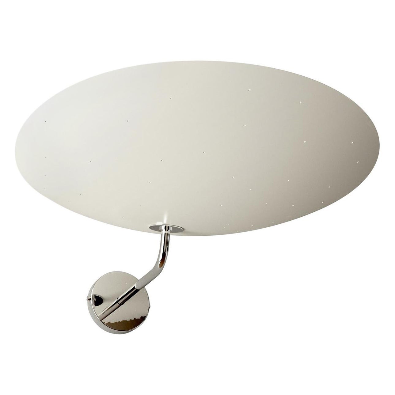 Pierre Disderot Model #2059 Large Perforated Wall Lamp in White and Chrome