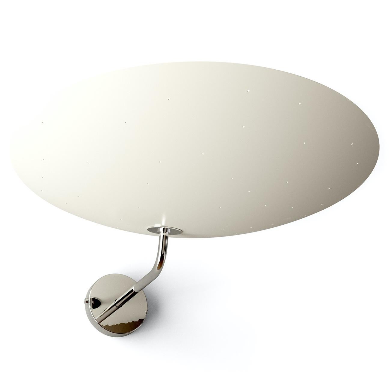 Pierre Disderot Model #2059 Large Perforated Wall Lamp in White & Brushed Brass In New Condition For Sale In Glendale, CA