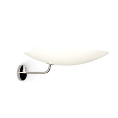 Pierre Disderot Model #2059 Large Perforated Wall Lamp in White and Chrome