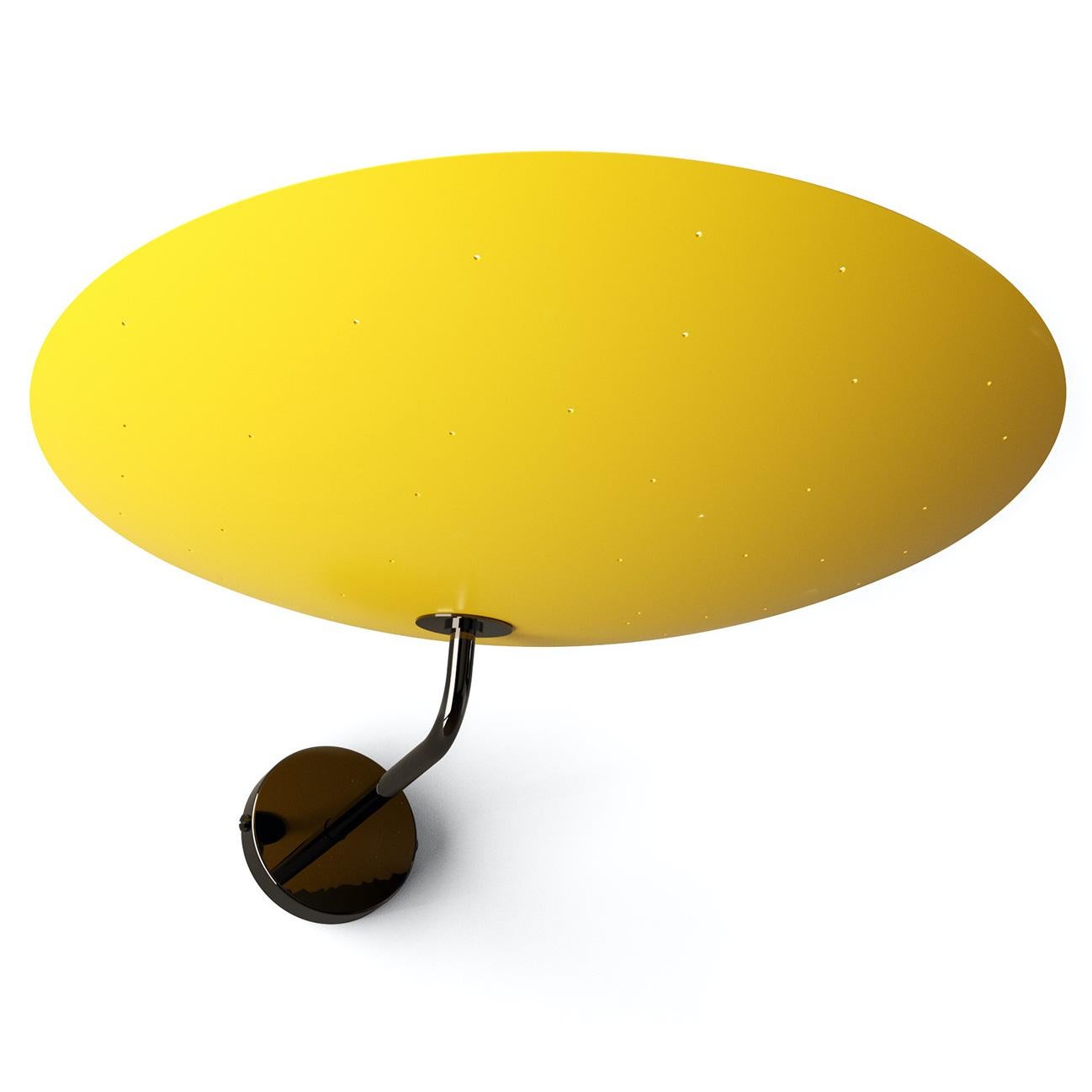 French Pierre Disderot Model #2059 Large Perforated Wall Lamp in Yellow & Chrome For Sale