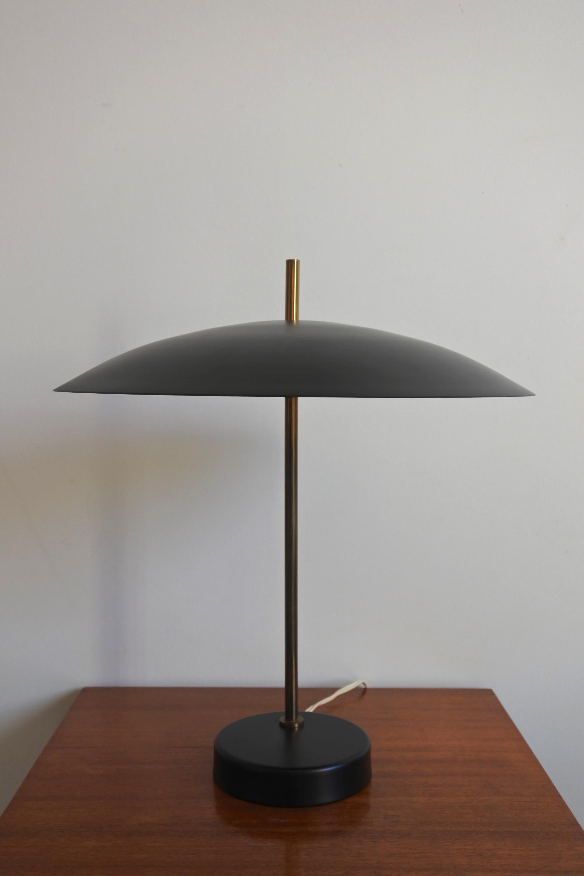 Mid-Century Modern Pierre Disderot Table Lamp Model 1013 in Brass and Lacquered Metal, France 1950s