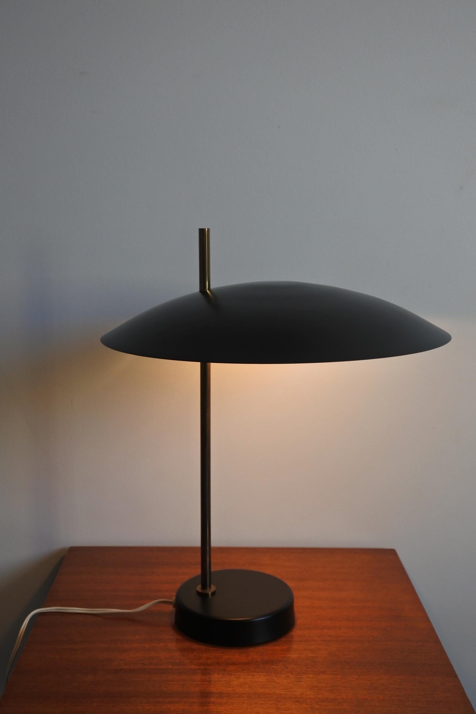 Pierre Disderot Table Lamp Model 1013 in Brass and Lacquered Metal, France 1950s In Good Condition In La Teste De Buch, FR