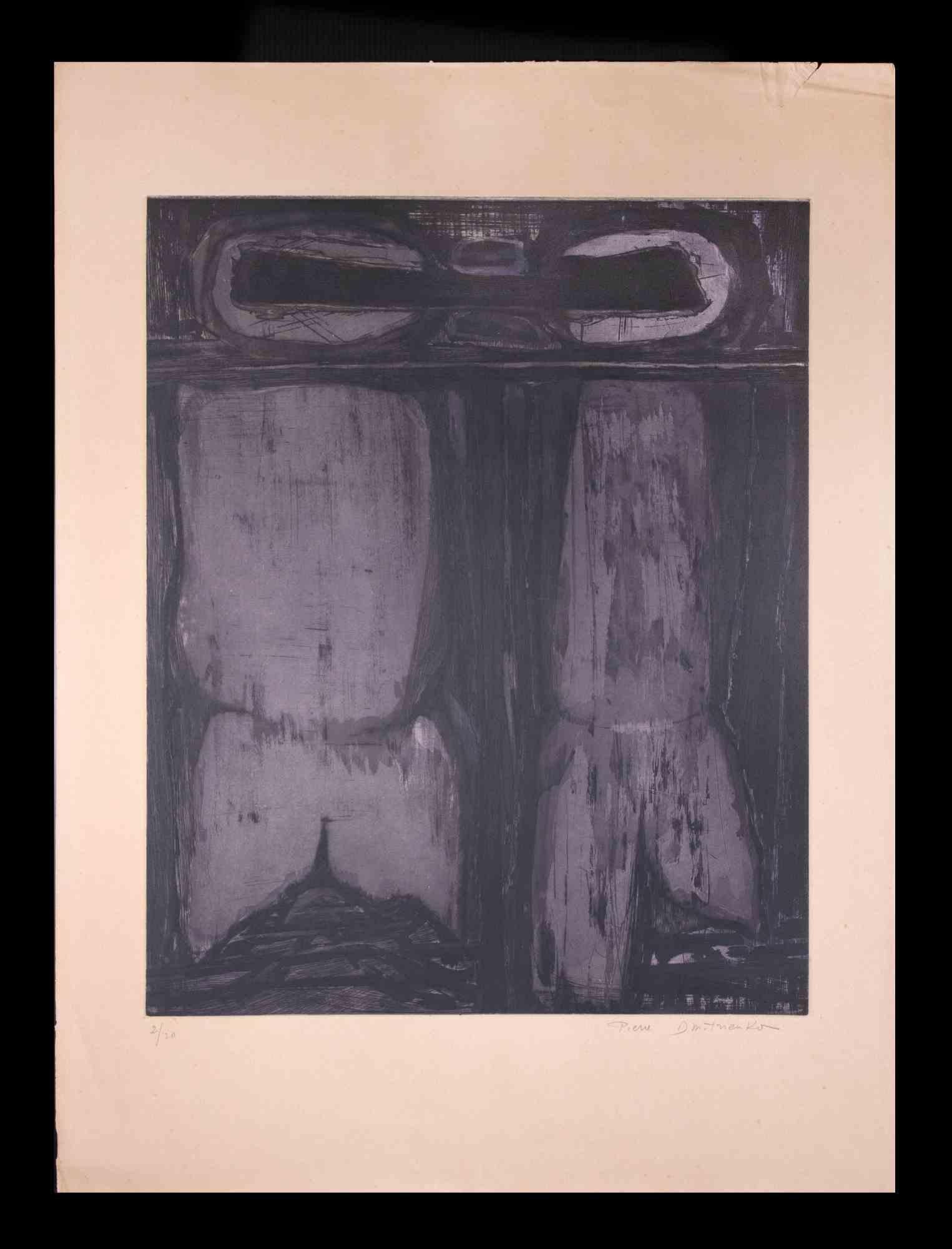 Abstract Composition is an etching print realized in 1960s by Pierre Dmitrienko.

Hand-signed on the lower.

Numbered. Rare Edition, 2/20.

Good Conditions except for a cutting at the top right of frame margin, and slight folding on the margins.