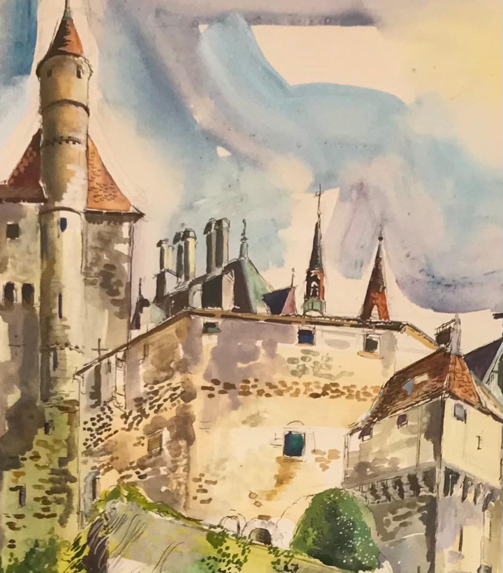 Castle of Menthon, Saint-Bernard par Pierre Duc - Aquarelle sur papier 50x70 cm 3