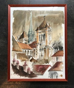 Cathédrale Saint Pierre Genève by Pierre Duc - Watercolor