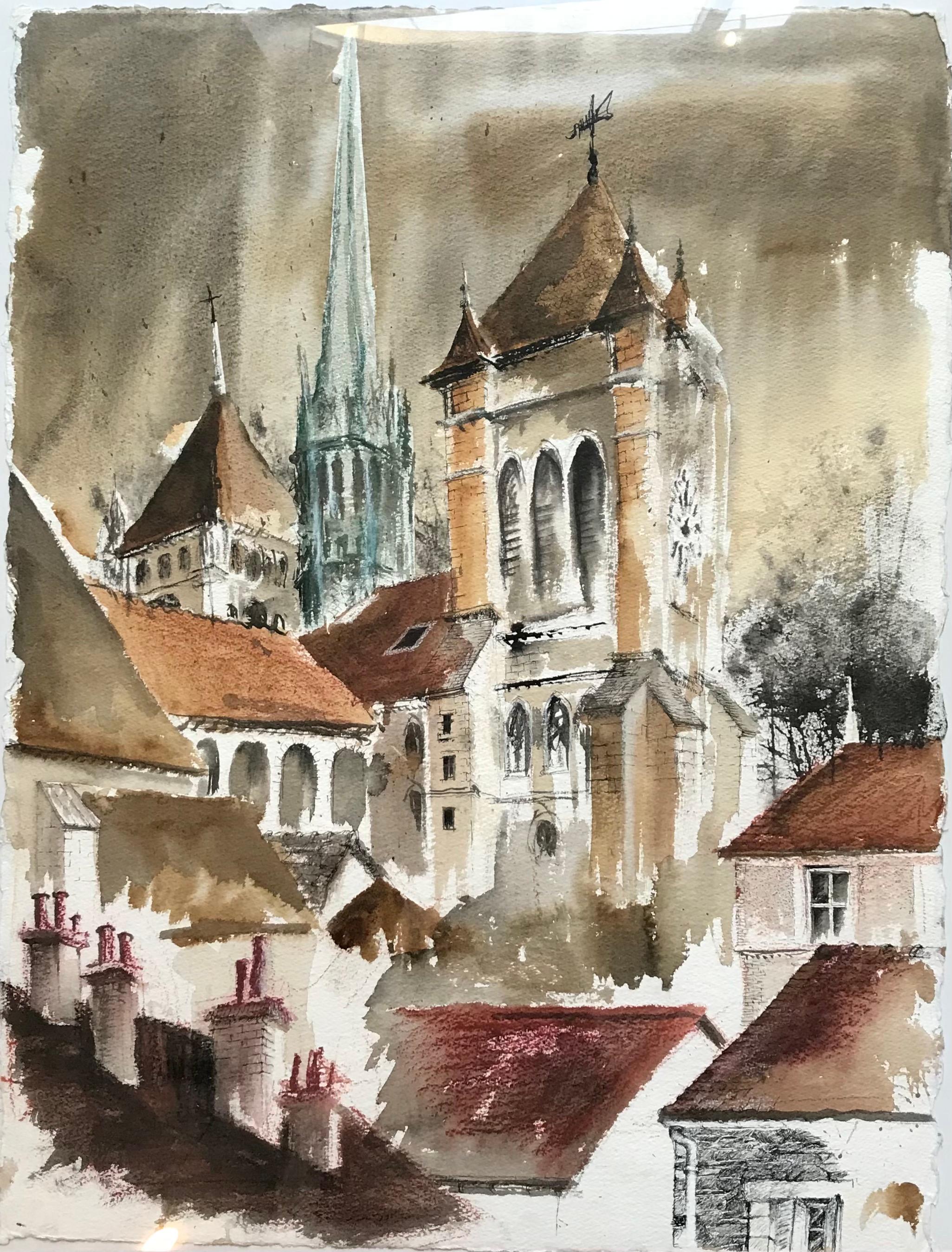 Cathédrale Saint Pierre Genève by Pierre Duc - Watercolor