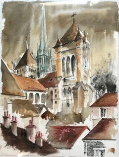 Cathédrale Saint Pierre Genève by Pierre Duc - Watercolor 