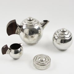 Pierre DuMont Art Deco Pewter Tea Coffee Set, 4 Pieces