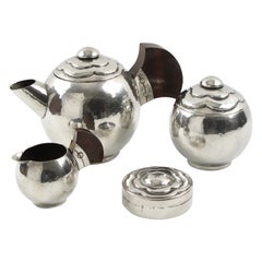 Pierre DuMont Art Deco Pewter Tea Coffee Set, 4 Pieces