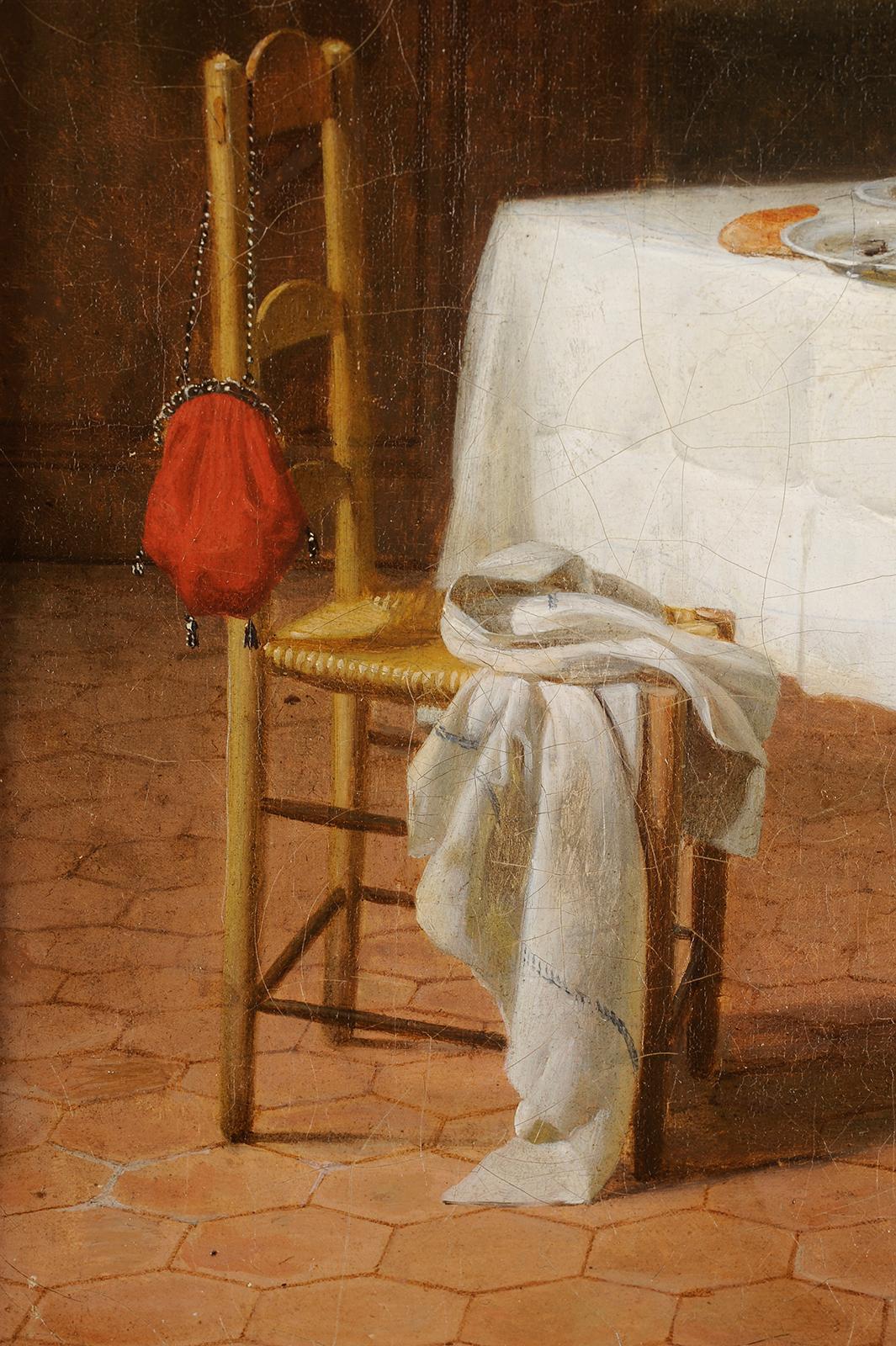 Un prêtre dînant en bonne compagnie - Marron Figurative Painting par Pierre Duval-Lecamus