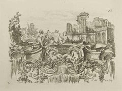 Dreamy Landscape – Radierung von Pierre-Edme Babel – 18. Jahrhundert