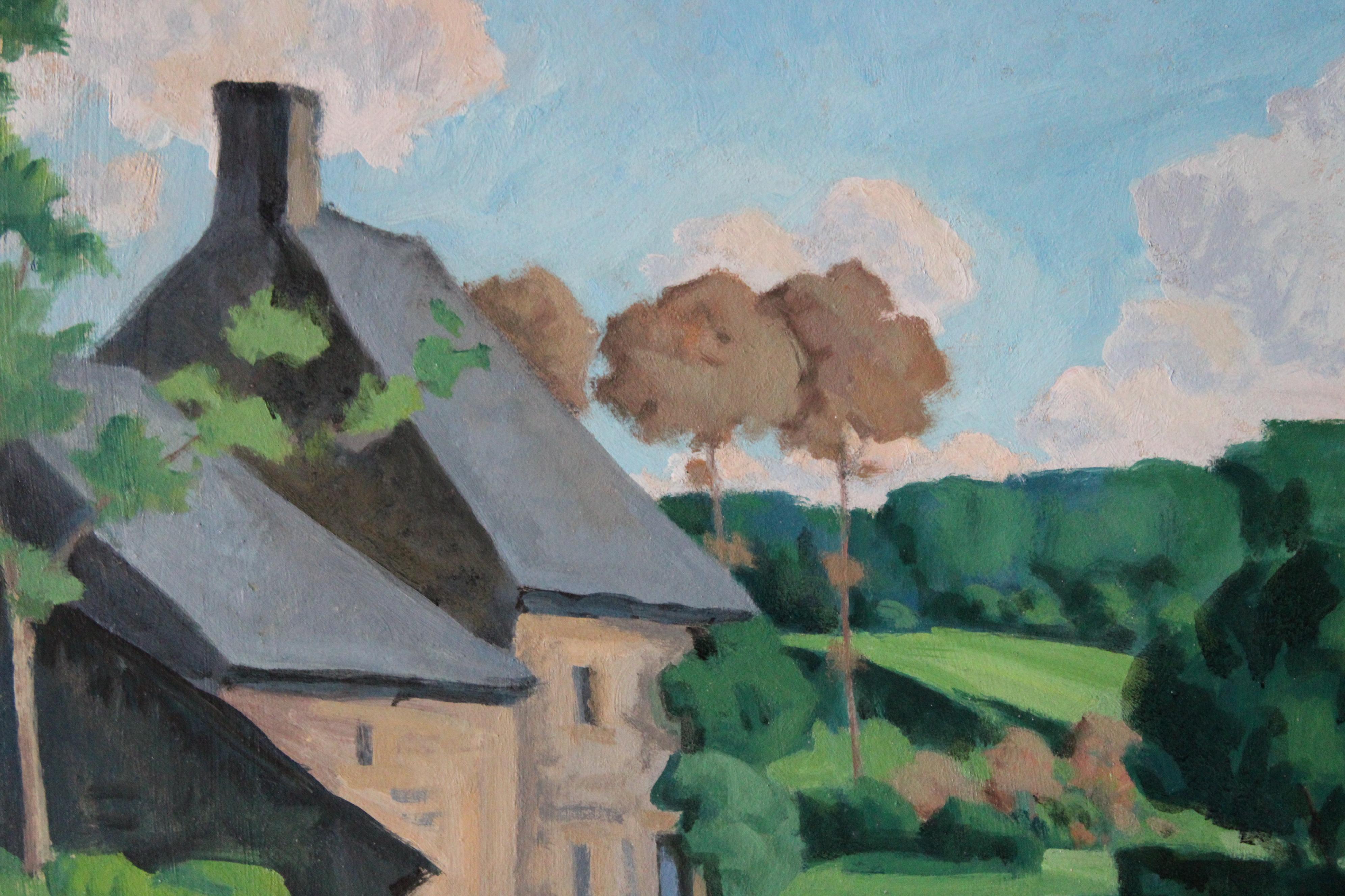 Landscape Oil Painting, large French Landscape oil painting, Normandy landscape For Sale 9