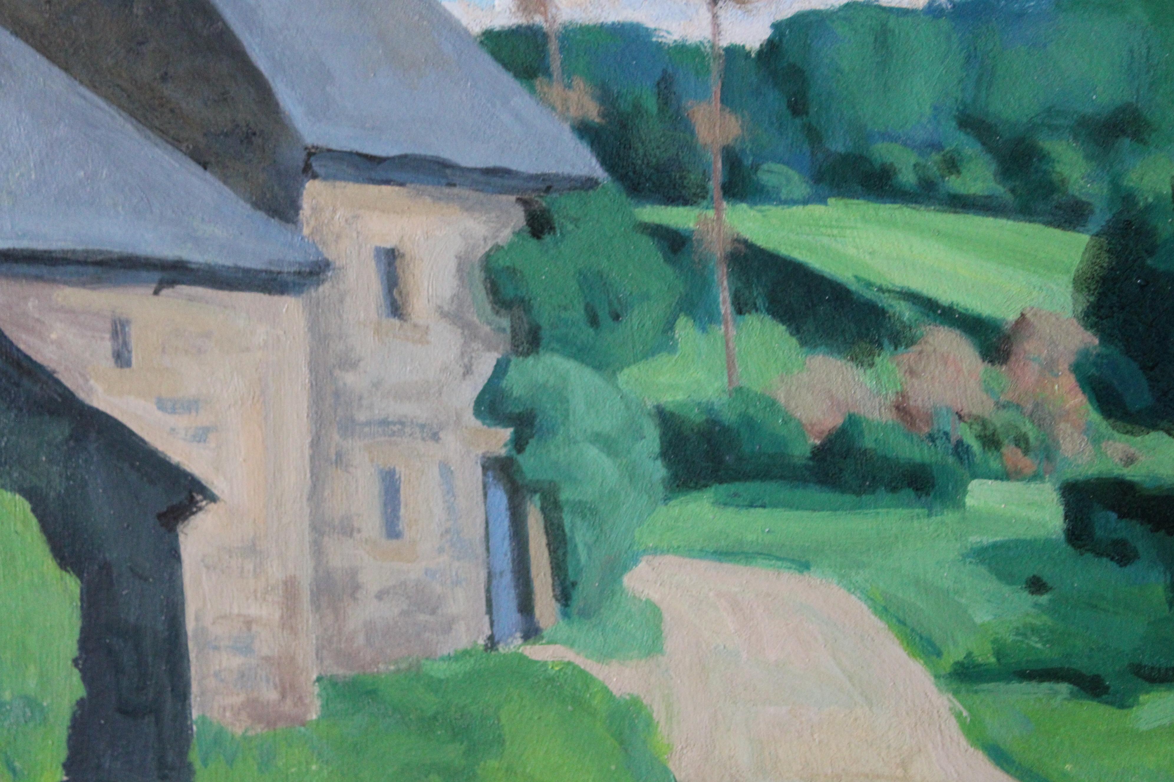Landscape Oil Painting, large French Landscape oil painting, Normandy landscape For Sale 1