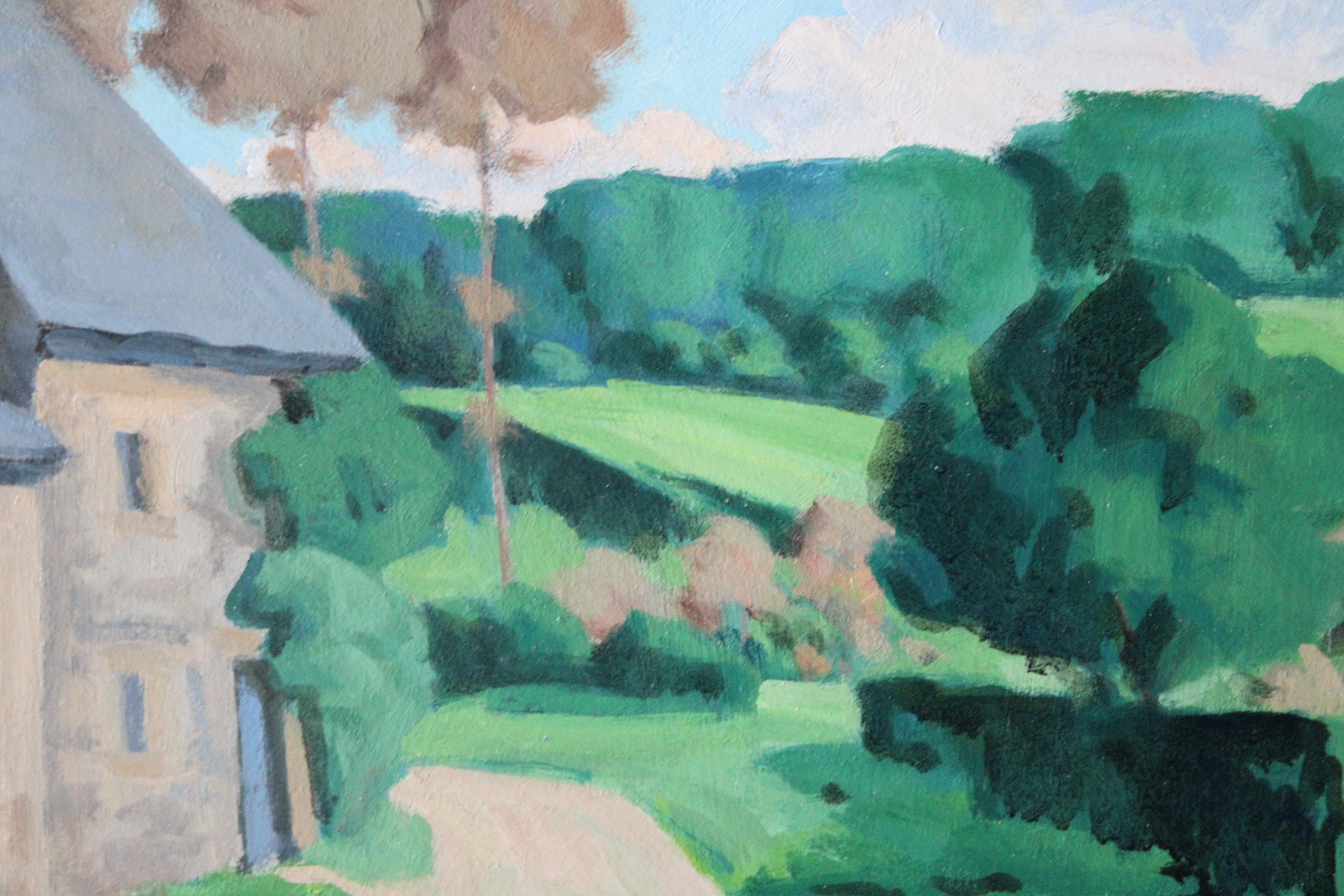 Landscape Oil Painting, large French Landscape oil painting, Normandy landscape For Sale 2