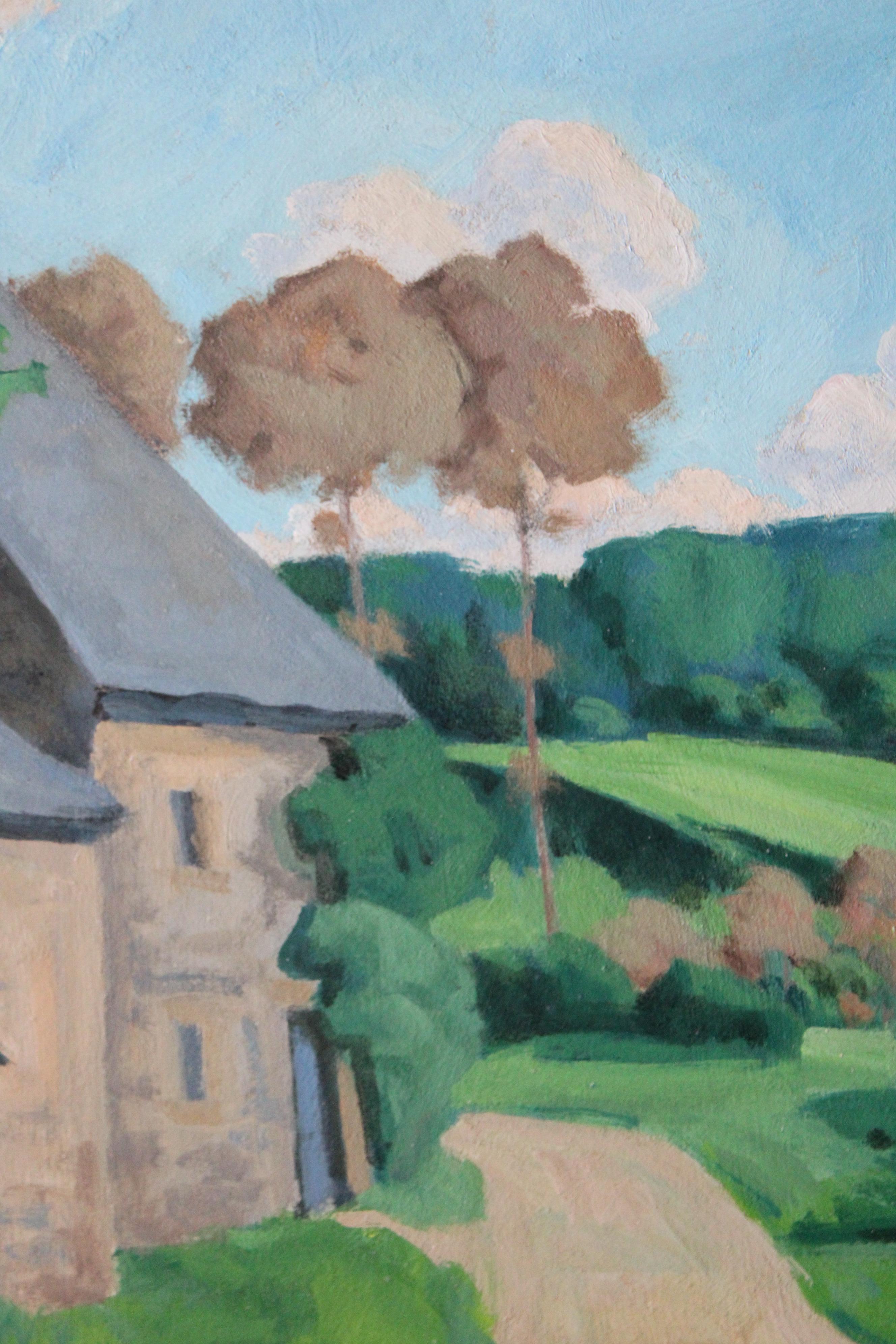 Landscape Oil Painting, large French Landscape oil painting, Normandy landscape For Sale 4