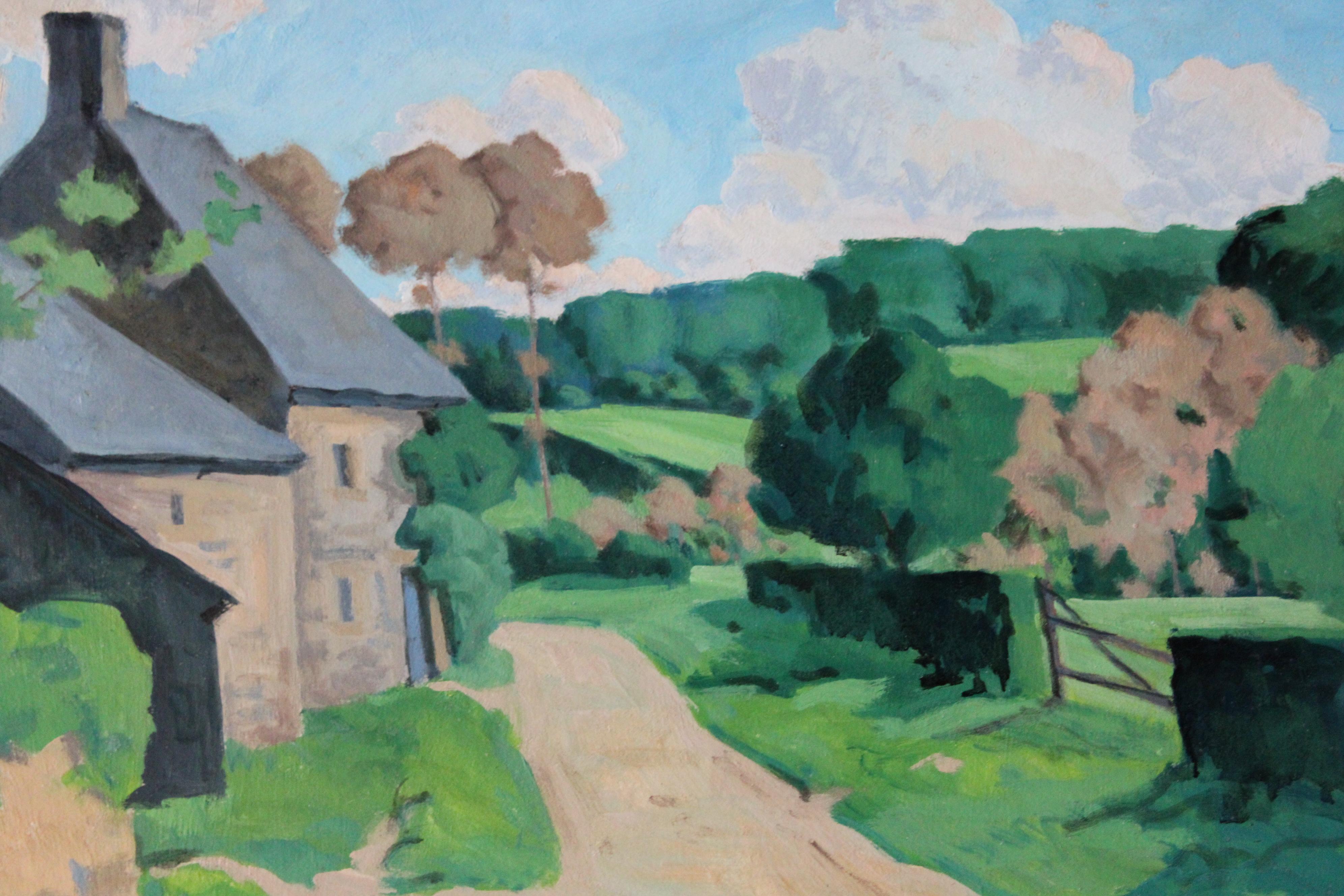 Landscape Oil Painting, large French Landscape oil painting, Normandy landscape For Sale 5