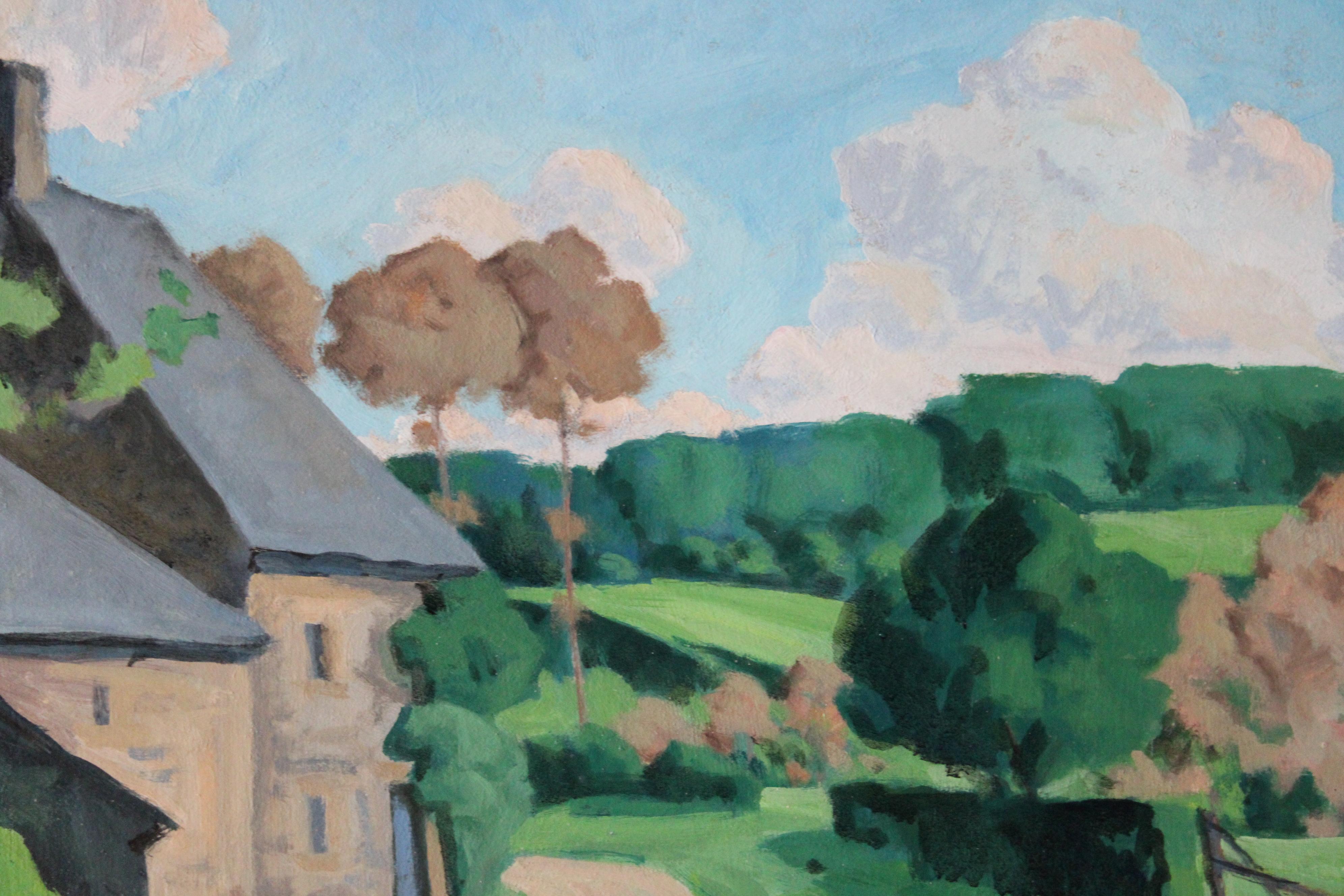 Landscape Oil Painting, large French Landscape oil painting, Normandy landscape For Sale 6