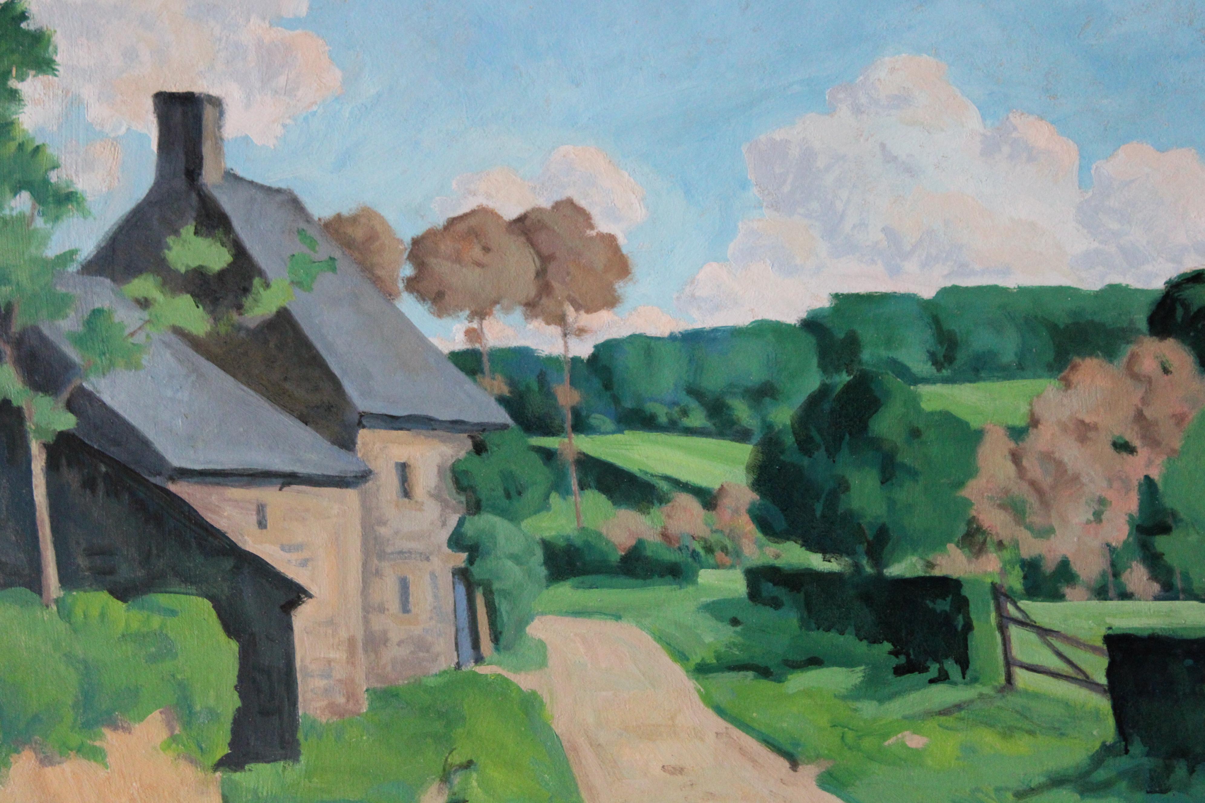 Landscape Oil Painting, large French Landscape oil painting, Normandy landscape For Sale 7