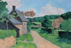 Landscape Oil Painting, large French Landscape oil painting, Normandy landscape