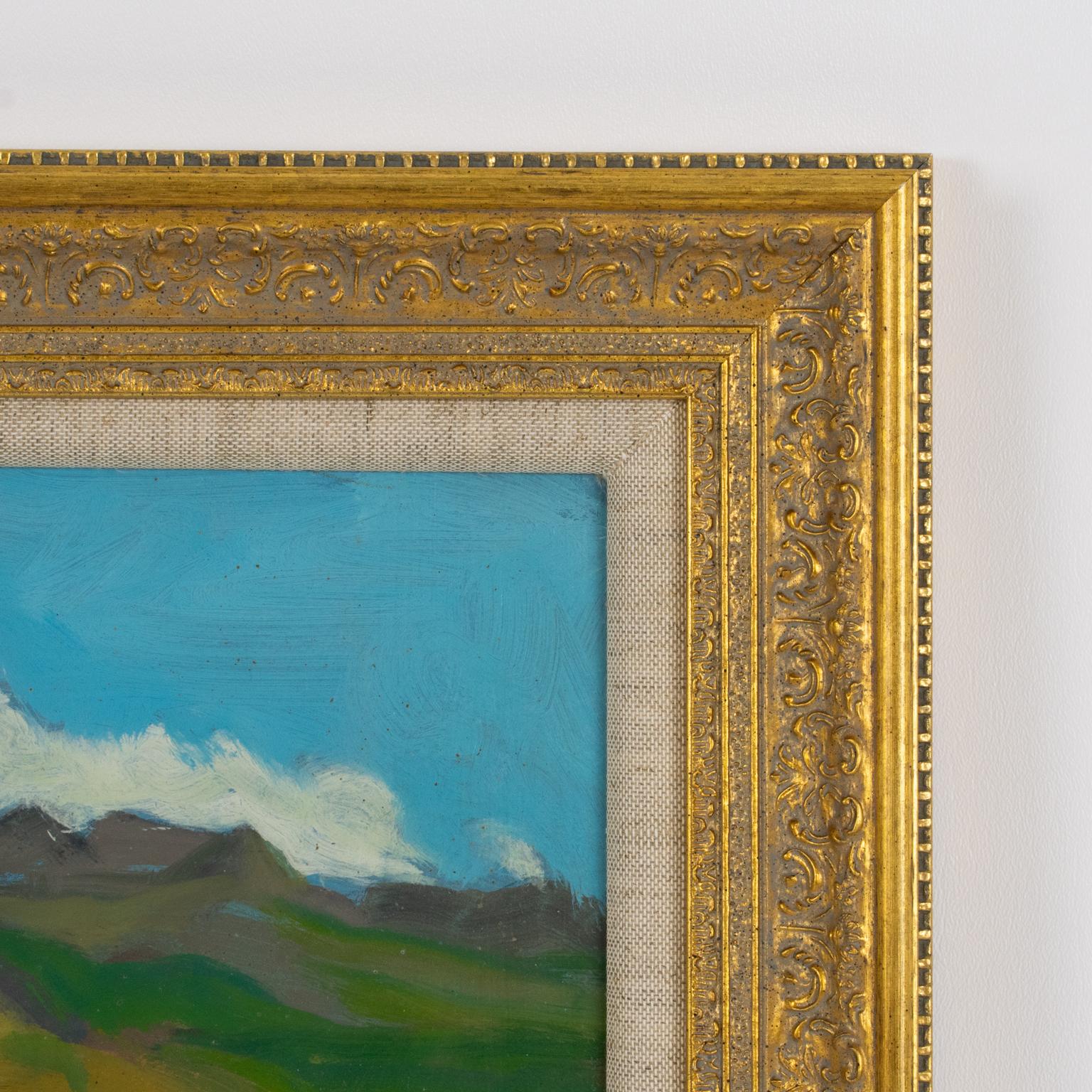 Die Alpen in der Provence, Öl auf Karton, Gemälde von Pierre-Edmond Peradon im Angebot 12