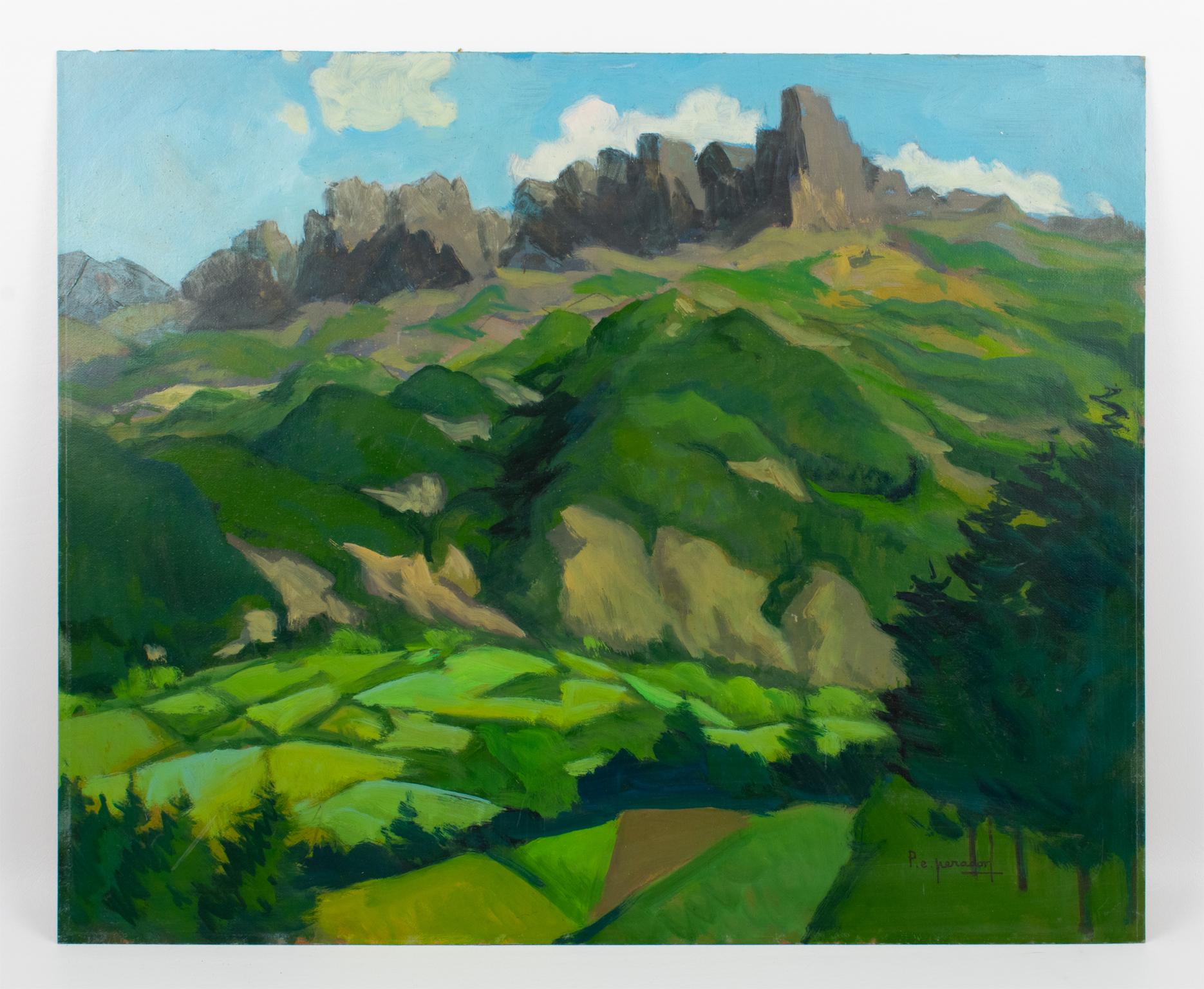 Die Alpen in der Provence, Öl auf Karton, Gemälde von Pierre-Edmond Peradon im Angebot 14