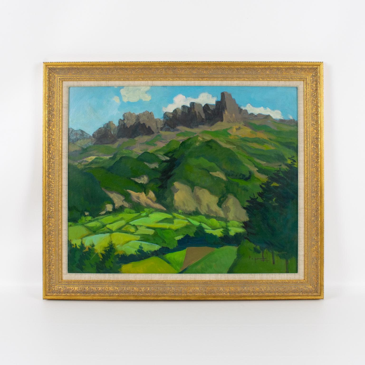 The Alps in Provence, Oil on Board Painting by Pierre-Edmond Peradon For Sale 2